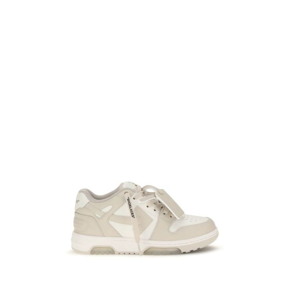 Off-White Beige Calf Leather Bos Taurus Low Top Women's Sneakers